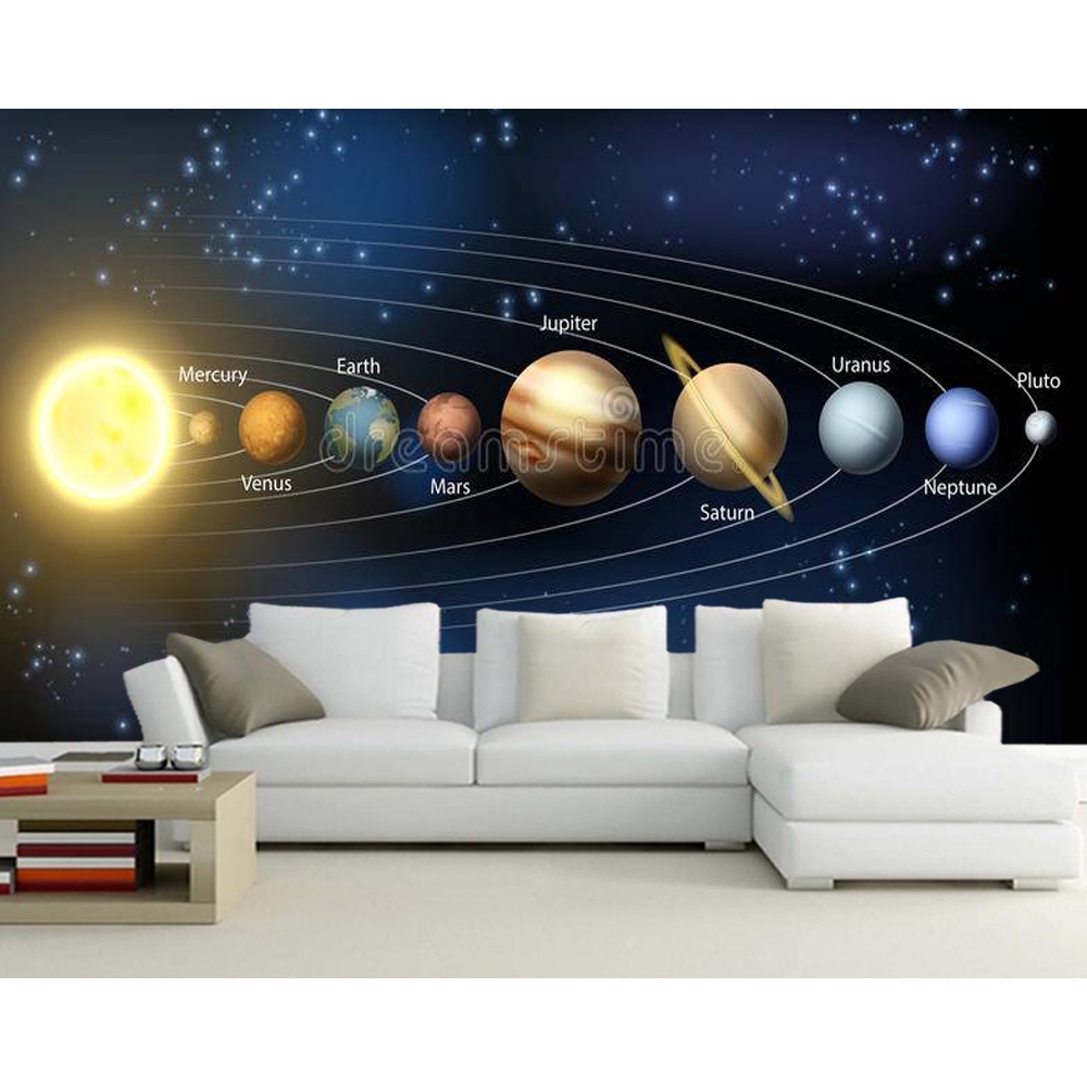 Papel de parede Sun and planets of the solar system 3d wallpaper mural,sofa  tv wall children bedroom home decor | Shopee Malaysia