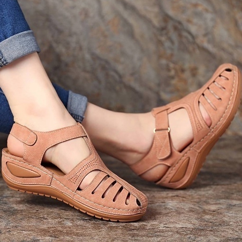 leather slip on sandals womens