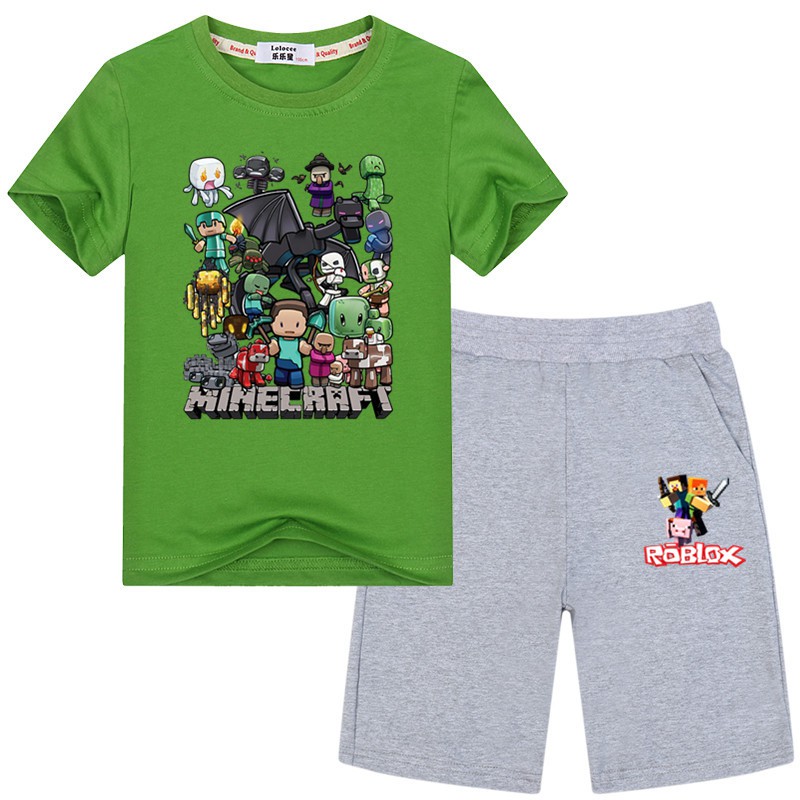 Boys Roblox Shorts Minecraft T Shirt Sets Children Beach Summer Fashion Clothing Suits Shopee Malaysia - summer boys t shirt roblox minecraft cartoon childrens clothes