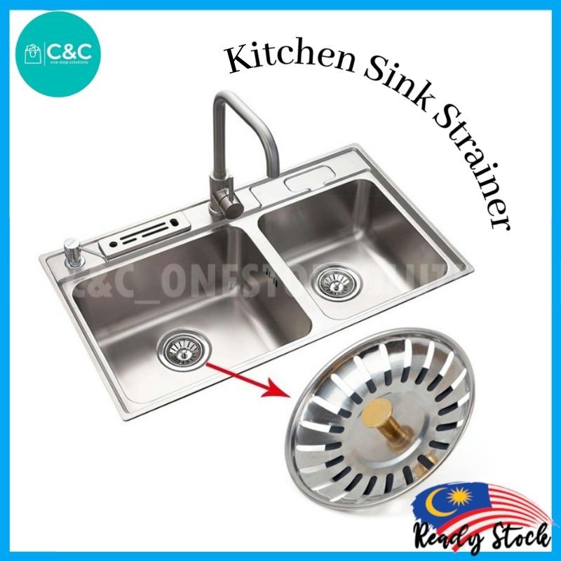 C&C Stainless Steel Mesh Stopper Strainer Kitchen Sink Drainer Bekas ...