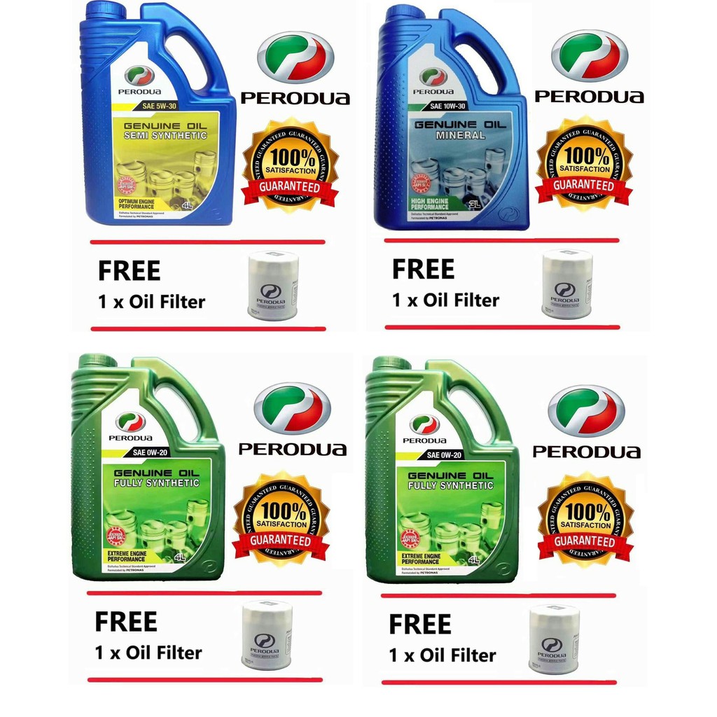 FOC Oil Filter + Perodua Engine Oil , Fully 0W20 ( 3Liter 