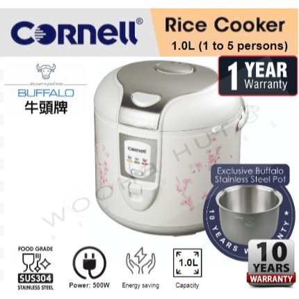 Cornell Crc Jp108ss Mini Buffalo Enco Jar Rice Cooker 1 0l Shopee Malaysia