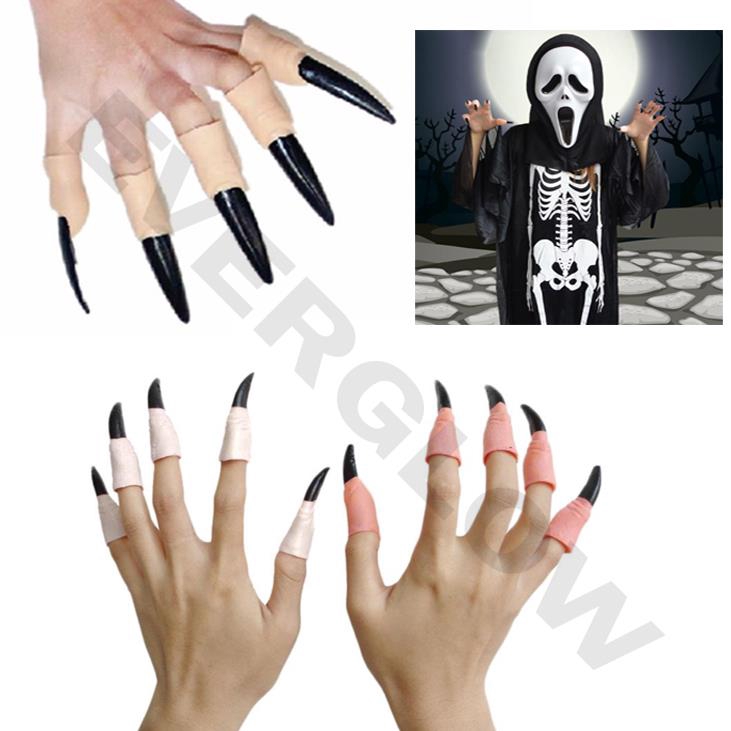 10pcs Fake Fingers Witch Nail Cover Case Halloween Prop Holiday Party Supplies Shopee Malaysia