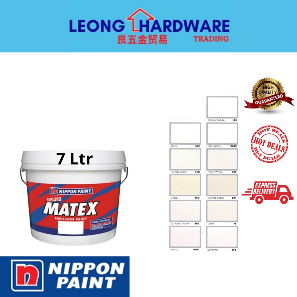 7L NIPPON PAINT SUPER MATEX INTERIOR EMULSION MATT FINISH WALL PAINT ...