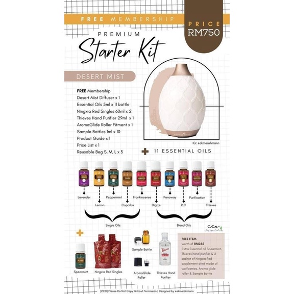 young living premium starter kit with desert mist diffuser