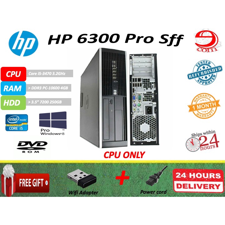 Desktop Hp Compaq 6300 Pro Sff Intel Core I5 3470 3 2ghz 3rd Gen 4gb Ddr3 Ram 250gb Hdd Win10 Pro Shopee Malaysia