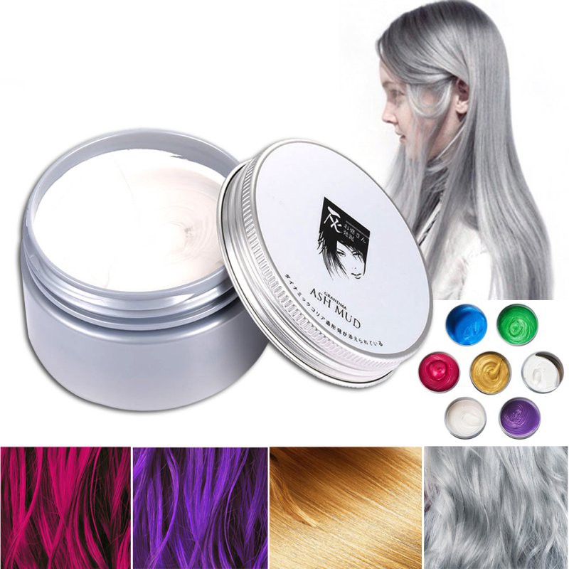 Cream Grandma Grey Hair Color Wax Mud 7 Color Fashion Diy