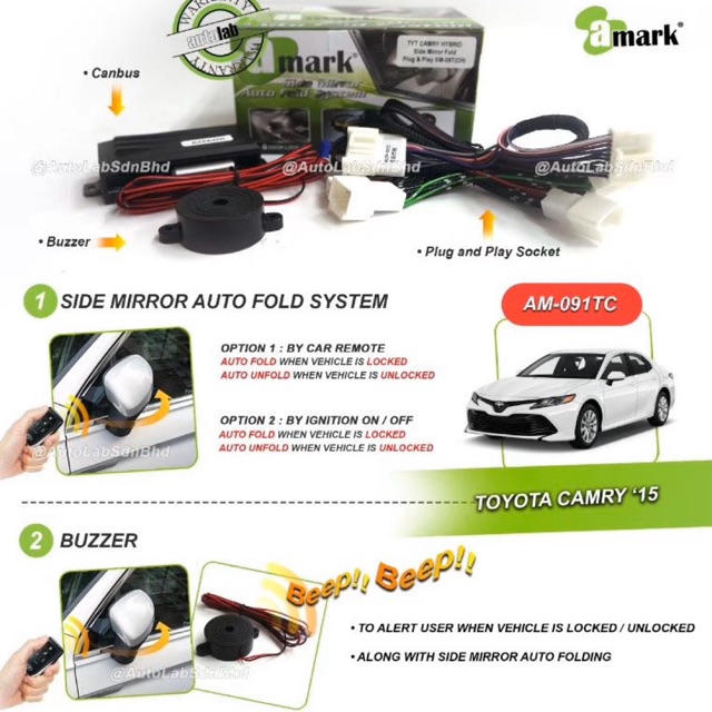 Toyota Camry acv70 xv70 side mirror auto fold folding relay module