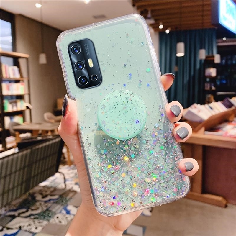 Casing Vivo V19 Handphone Case Glitter Bling Transparent Soft Casing Cover Full Stars Tpu Softcase With Stand Holder Shopee Malaysia