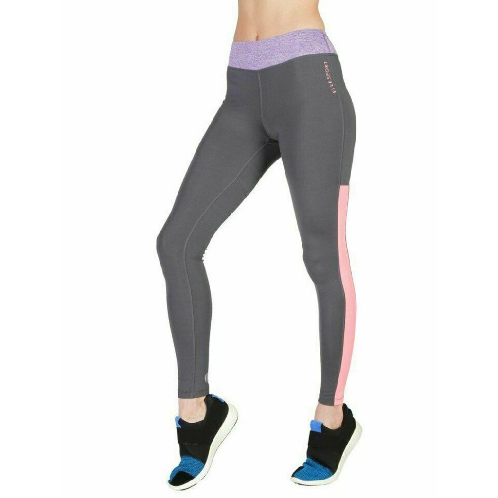 Elle Sport 2 Tone Mesh Panel Sport Tight Legging Smoked Mulled Wine L Shopee Malaysia