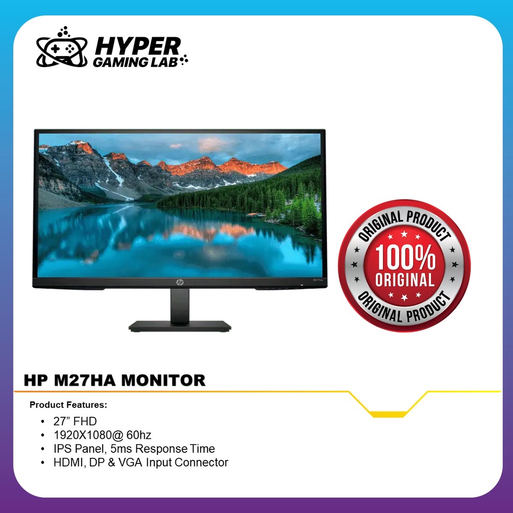 HP MONITOR M27HA 27"/1920X1080/5MS/75HZ/SPK/HDMI/VGA/DP/IPS/3YW