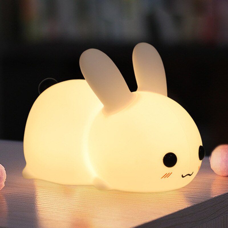 Quby Lamp Rabbit LED Night Light Silicone Animal Cartoon Dimmable Lamp