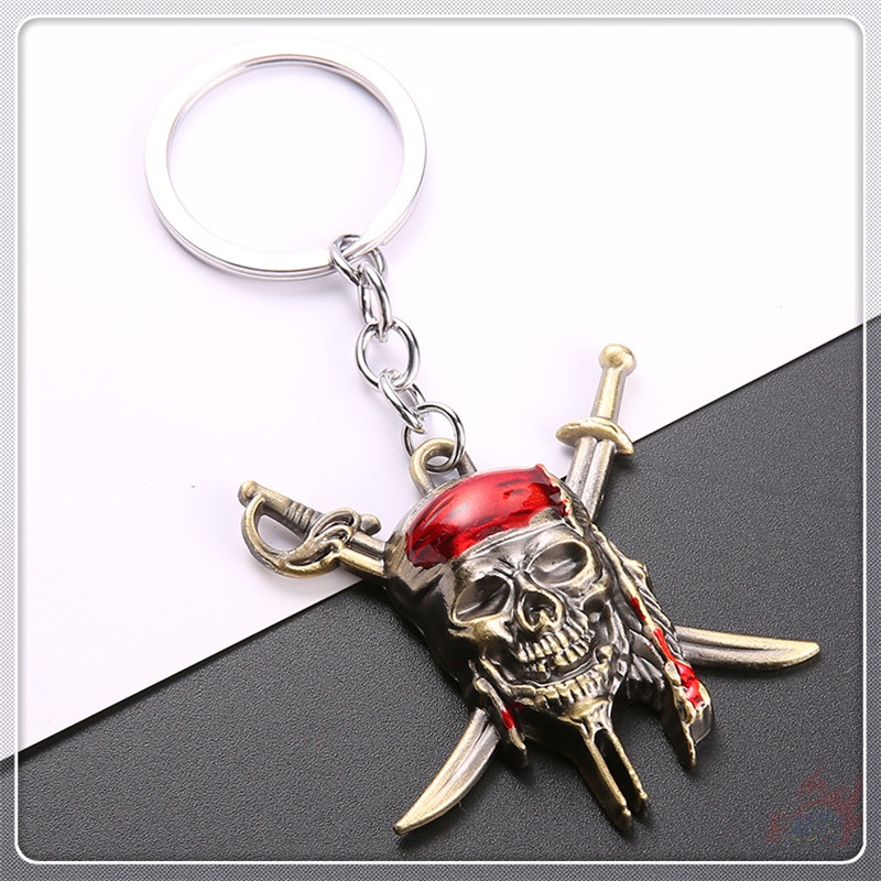 ✪ Pirates of The Caribbean - Skull Keychains ✪ 1Pc Jack Sparrow Retro Fashion KeyRing Pendant Bag Accessories Gifts