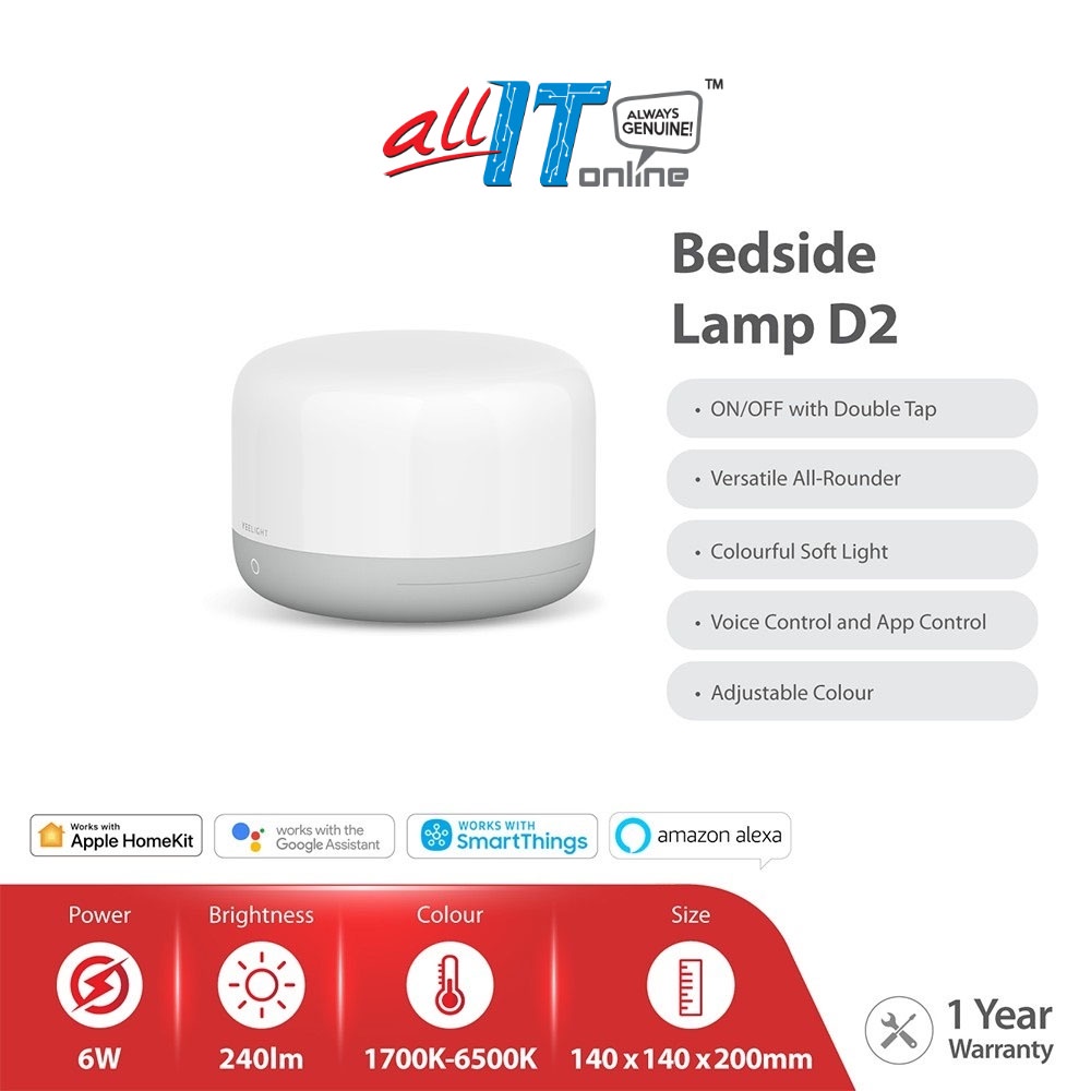 Yeelight LED RGB Bedside Lamp D2 Double Tap Switch On/Off Table Desk