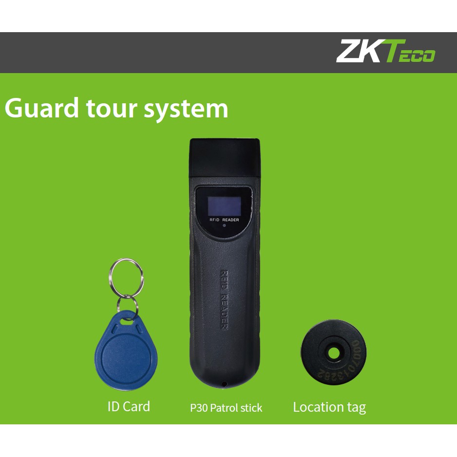 ZKTeco P30 Guard Tour System / Patrol Stick Reader System Package with
