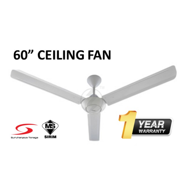 Kingsway 60 3 Blades Ceiling Fan White Kipas 1 Year