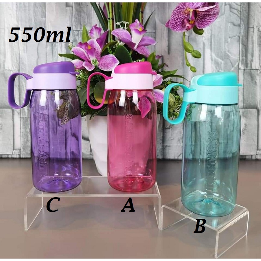 Tupperware H2Go Tumbler Water Bottle 550ml 1pc -Pink OR Turqouise OR Purple Fliptop Flip top