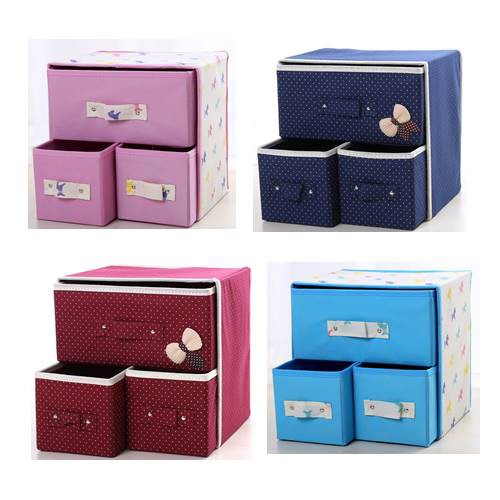 3 In 1 Diy Drawer Storage Box Organizer Colorful Set 3 In 1 For Cloth