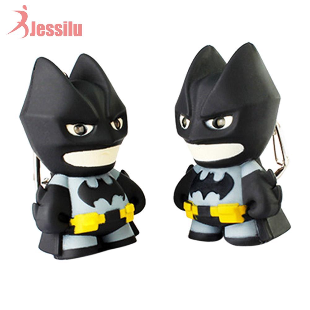 Superhero Batman Design LED Keychain Flashlight Sound Pendant Key Ring Gift Toy
