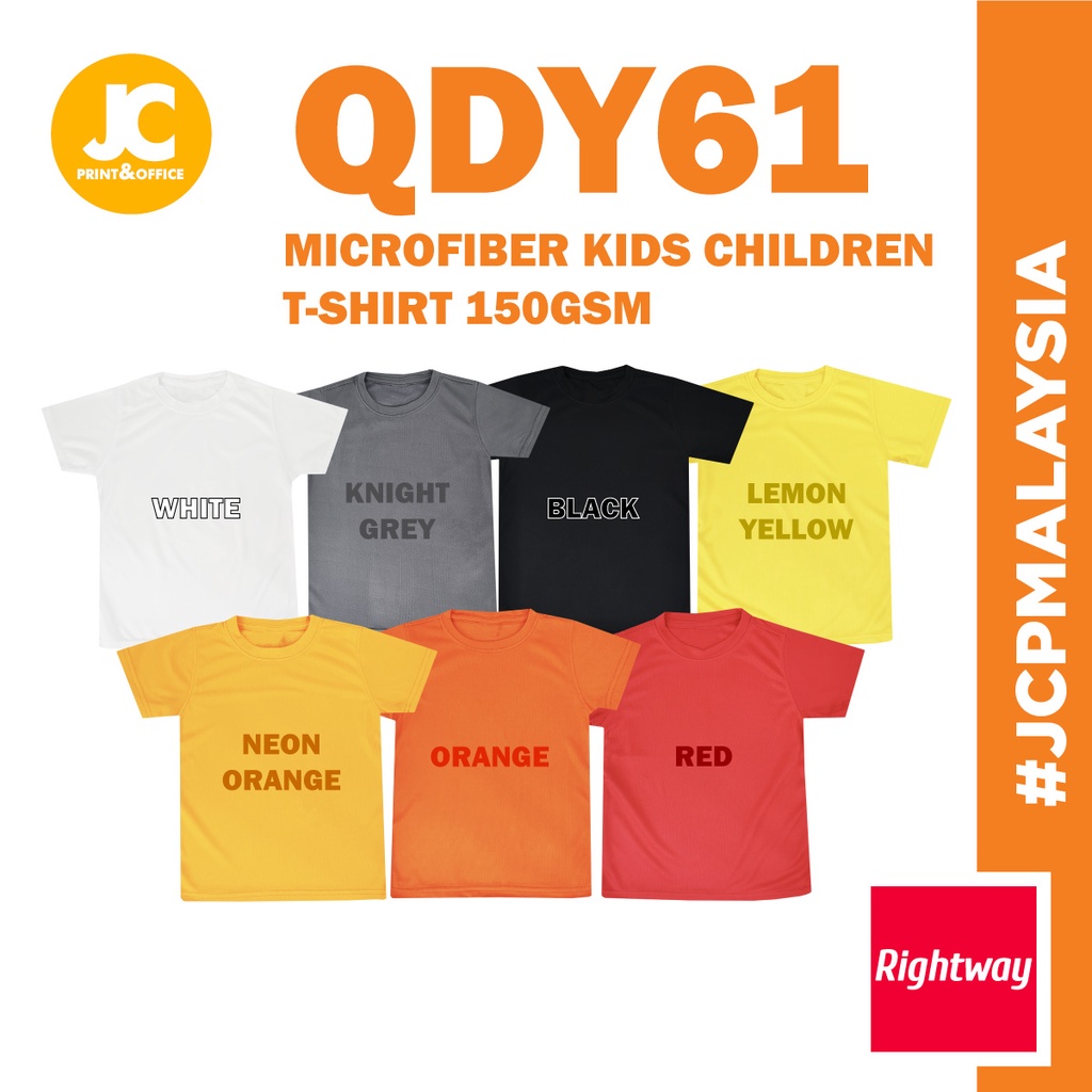 JCP x RIGHTWAY Best 100% Microfiber Kids T-Shirt QDY61 Youth Quick Dry Kids T-Shirt Baju Anak QDY61 Group B