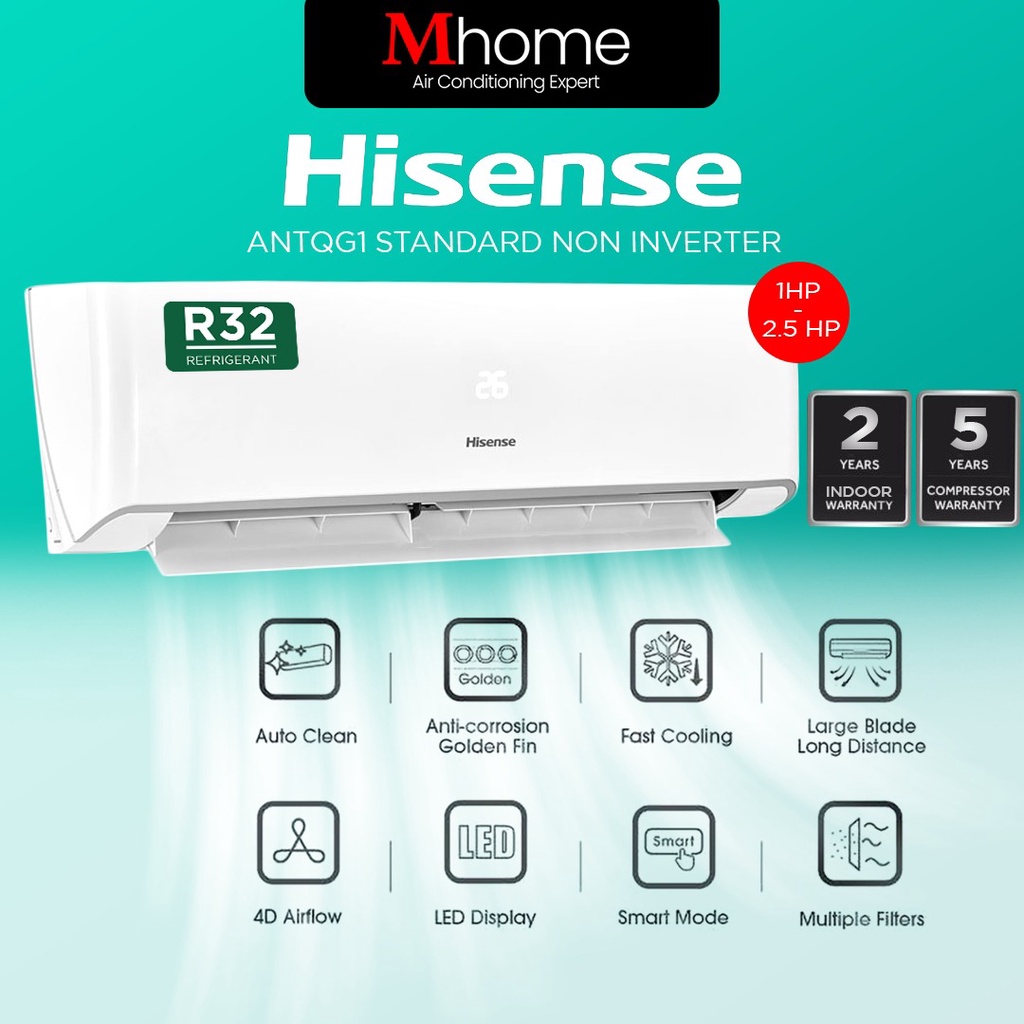 Hisense Air Conditioner Non Inverter Wall Split Type R32 An Dbg Series 10hp 15hp 20hp 2 0882
