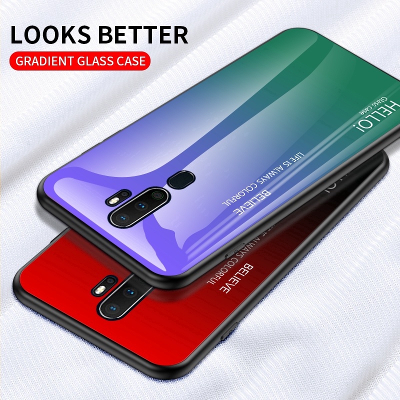 Casing For Huawei Mate 20 Pro P30 Lite Gradient tempered glass phone case  Soft TPU edge | Shopee Malaysia