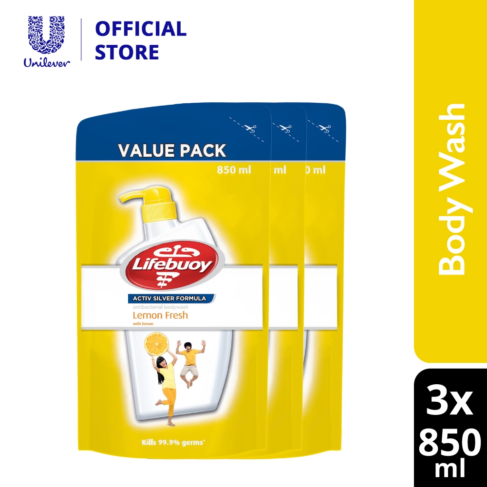 Lifebuoy Antibacterial Shower Gel Refill Lemon Fresh (850ml x 3