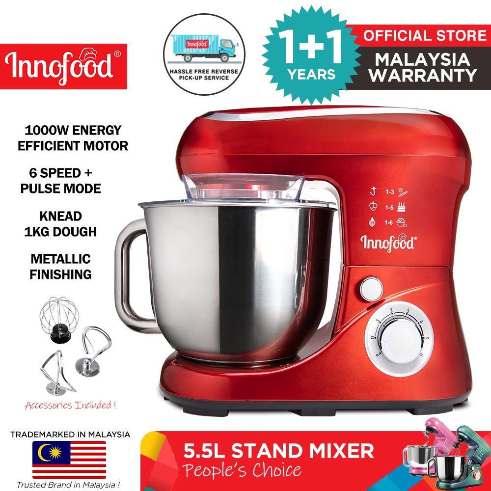 Innofood High Speed Power Stand Mixer/Cake Mixer Attachments Included (5.5 Litres)