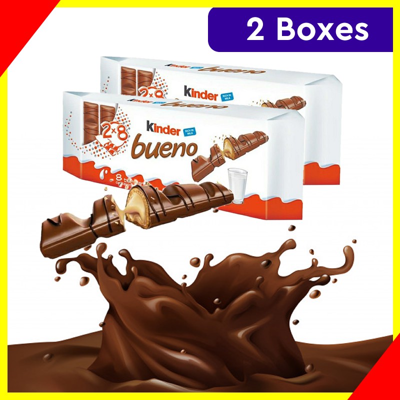 Kinder Bueno 8 Twin Chocolate Bars 344g [1 / 2 boxes] (Exp Jul 2022