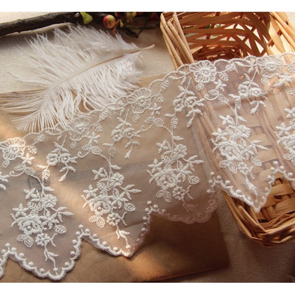 white embroidered lace trim
