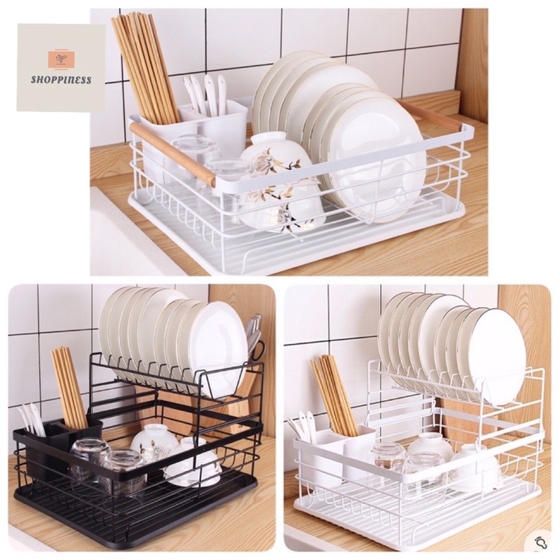 MUJI style Kitchen Dish Rack Drainage Tray Storage Rak Dapur Pinggan