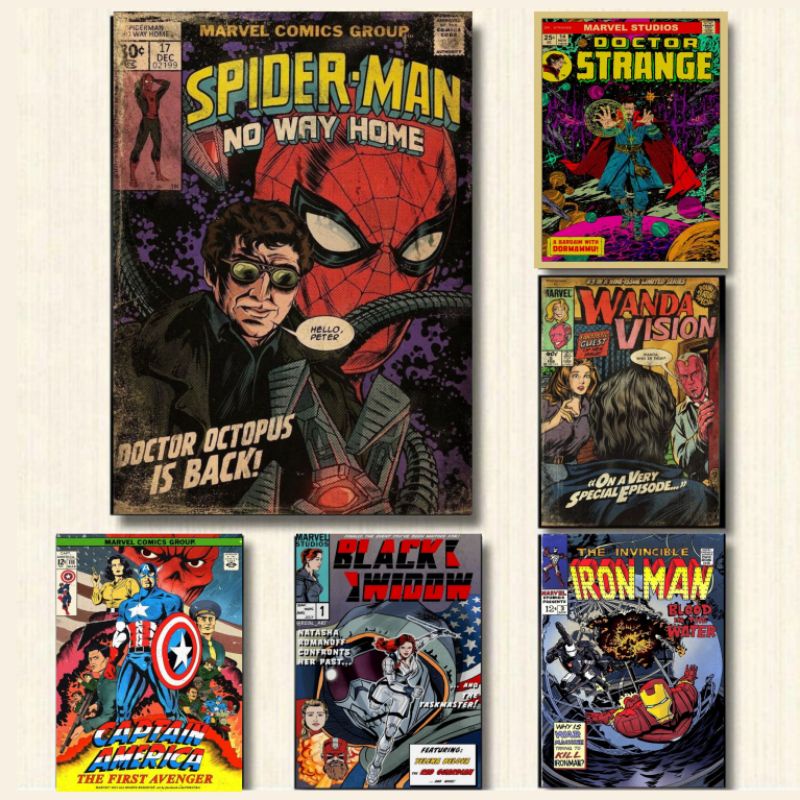 Vintage Marvel Comics Movie Series Wall Poster canvas prints Decor A4 Merchandise