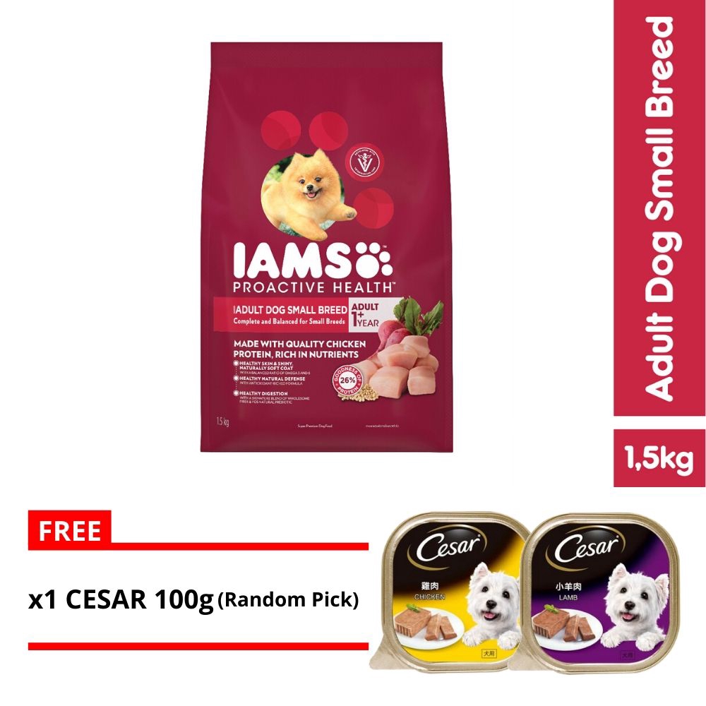 Iams Dog Dry Food Adult Dog Small Breed 15Kg Free Cesar 100G 