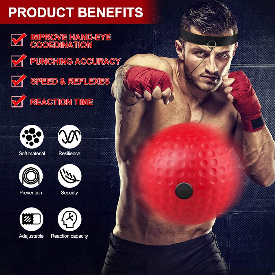 Worthdefence Kick Boxing Reflex Ball Head Band Fighting Speed Training Punch Balls Muay Tai MMA Exercise Equipment Acces