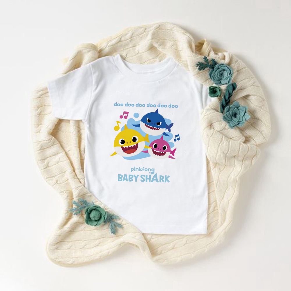 Popolar Pinkfong Kids Family Shirts Baby Shark Doo Doo Printed Hot Style Shirts Boys Girls Daddy Mommy Cute Sweety T Shirt Cartoon Cute Fashion Kids Tees