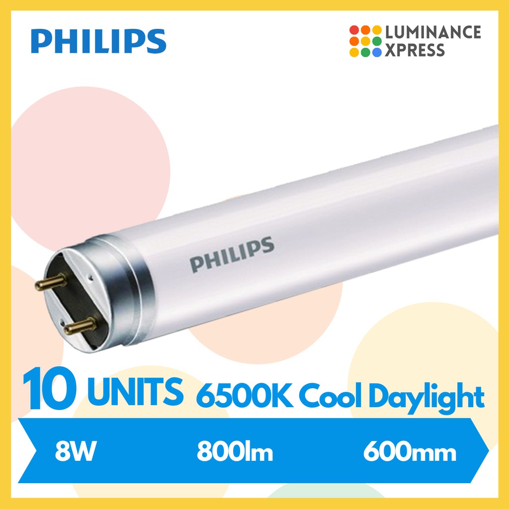 PHILIPS Ecofit LEDtube T8 600mm 8W 765 c/w Starter x 10 Units | Shopee ...