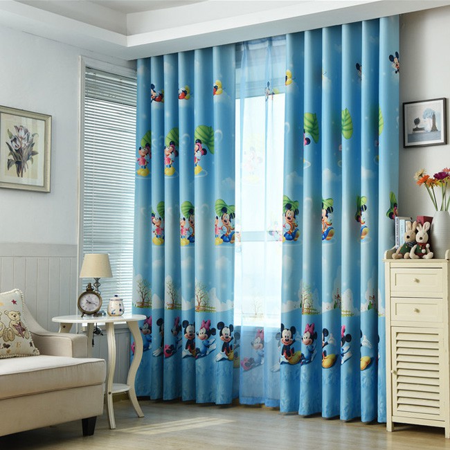 270cm X 100cm Full Shading Hooks Curtains Mickey Mouse Baby Kids