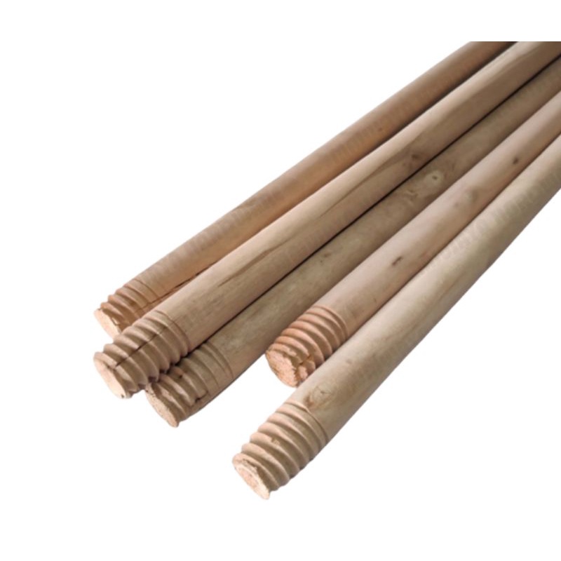 4ft Wooden Threaded Broom Mop Handle / Batang Kayu Mop Penyapu Skru