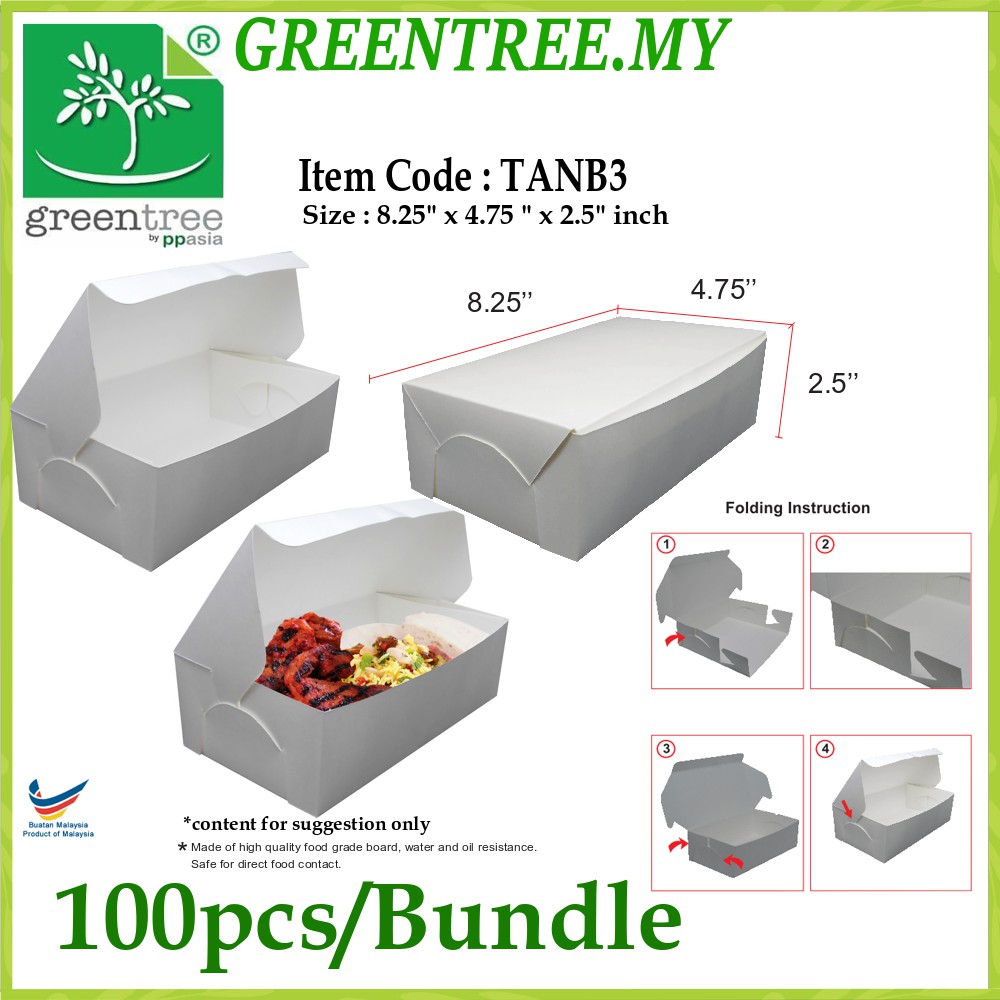 Takeaway Paper Lunch Box Kotak Makanan  Packaging Box 