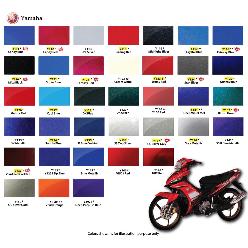 SAMURAI SPRAY PAINT YAMAHA MOTORCYCLES COLOUR | Shopee ...