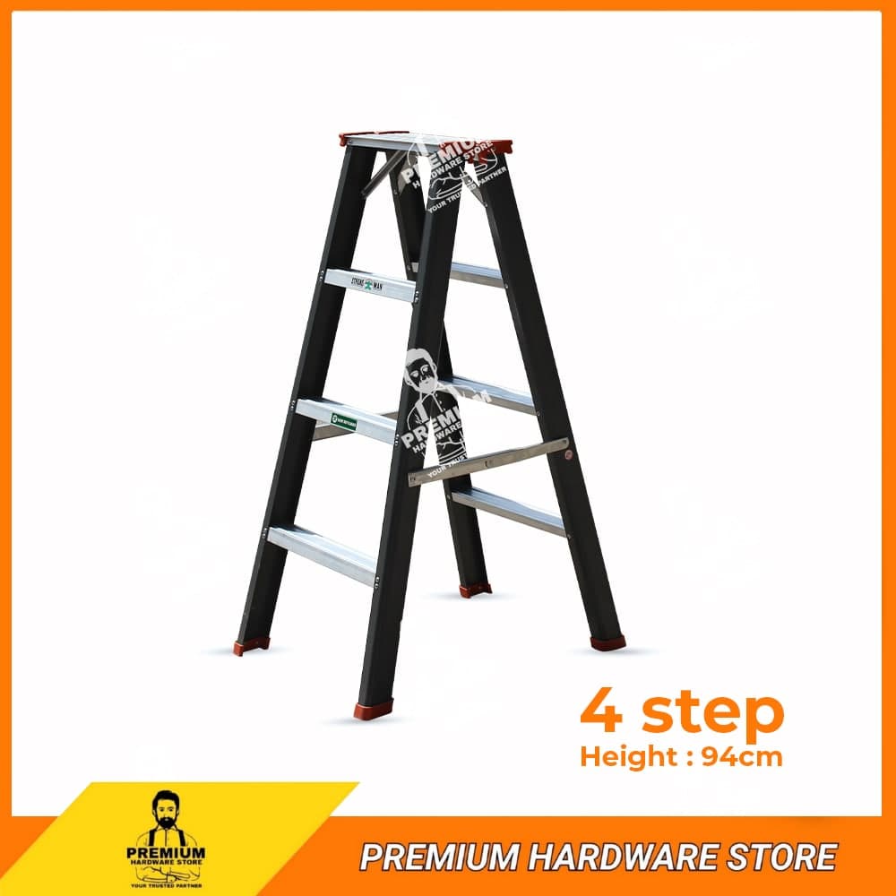 PREMIUM 4 Steps Aluminum Heavy Duty Double Sided Ladder Tangga Lipat Double Side Rumah 楼梯 双层楼梯