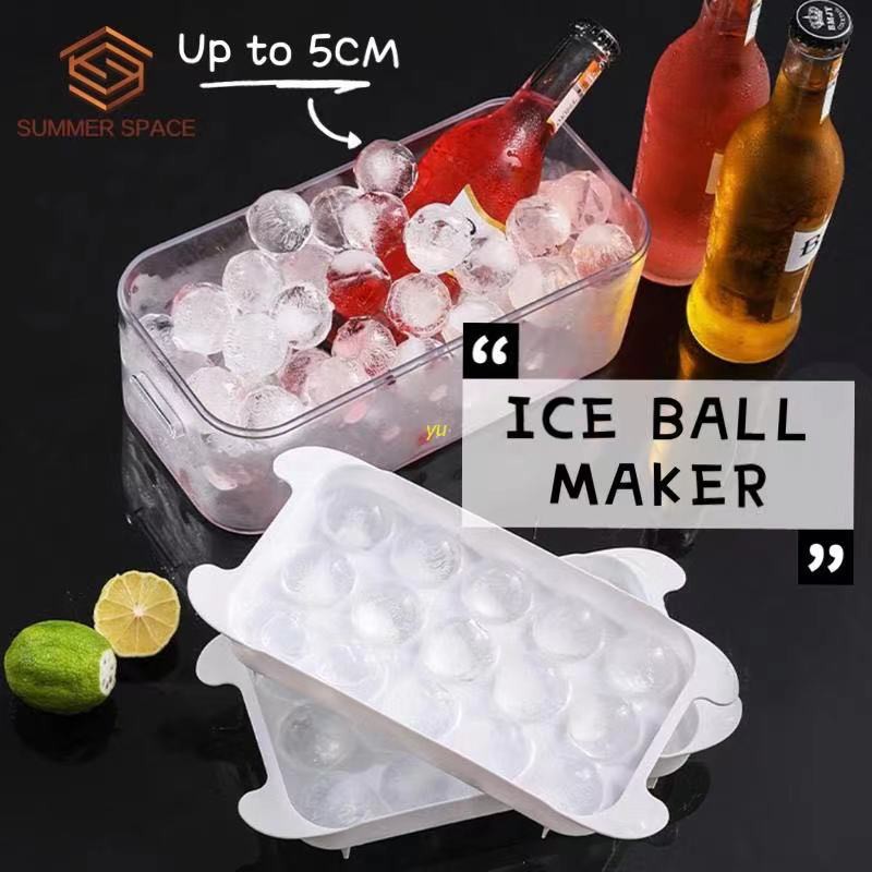 🧊5CM ICE BALL MAKER ROUND TRAY 4/15 GRID Large & Small Size Ice Cube Mold Non-stick Jelly Fruit Ice Whiskey Long Lasting