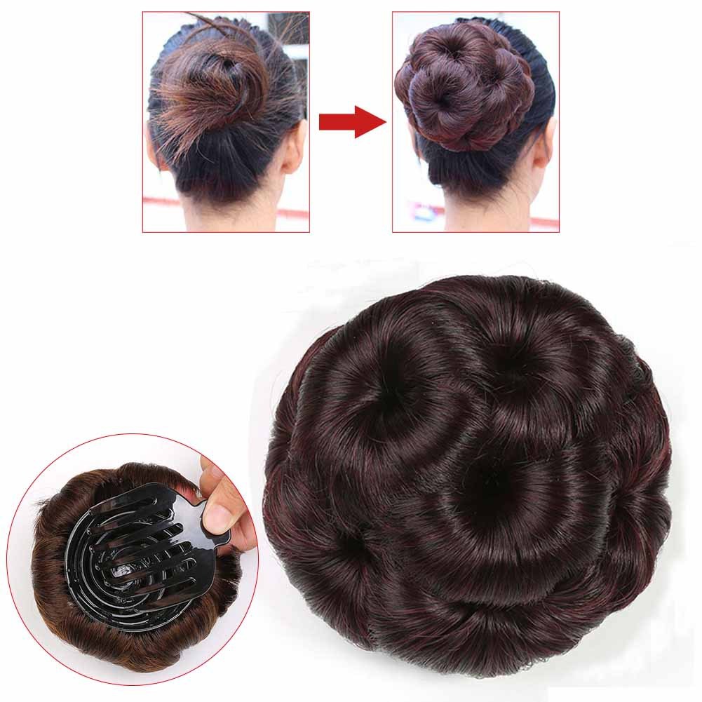 Sv Natural Curly Chignon Clip In Plastic Comb Elastic Bridal Hair