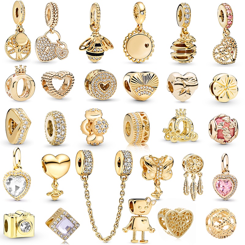 Gold Color Bees Feather Life Tree Little Bella Heart Charm Beads Pendant Fit Original Charm Bracelets For Women Men Jewelry Special Offer
