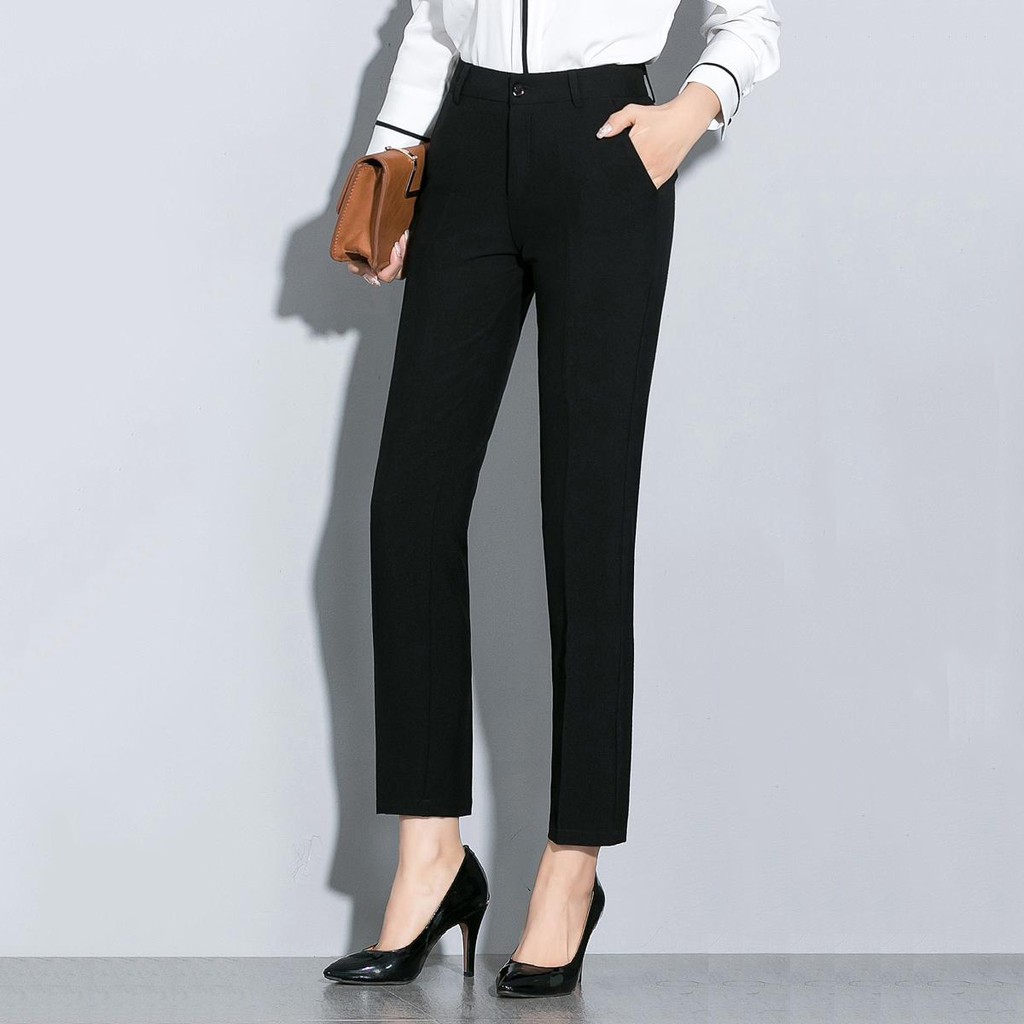 ladies black office trousers