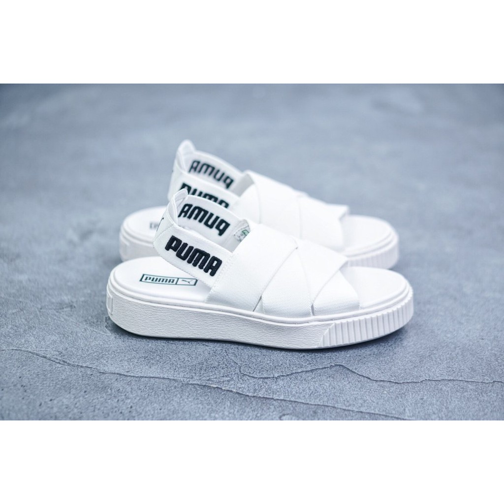 puma platform sandals white
