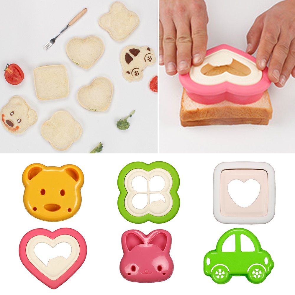 Cute Cartoon Bear Rabbit Shaped Sandwich Mold Toast Cutter Bread Biscuit Embosser DIY Breakfast Bento Mould for Kids Baking Tool