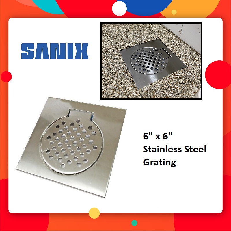 6" x 6" S/S Stainless Steel Floor TOILET FLOOR TRAP / DRAINER GRATING