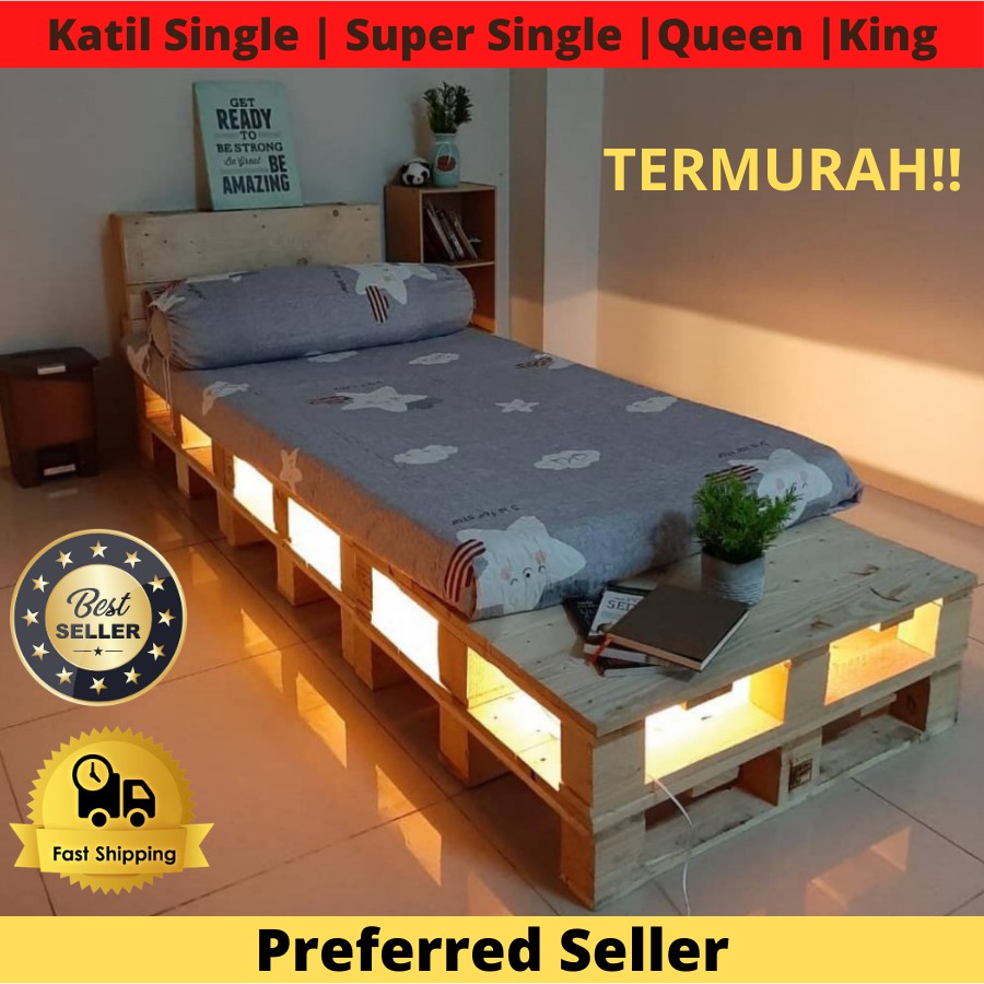 🛏️ Platform Bed Frame Murah 🛏️| Katil Pallet Super Single | Single ...