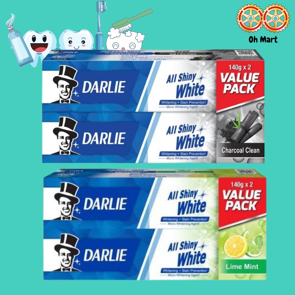 Darlie Value Pack All Shiny White Toothpaste (Charcoal Clean/ Lime Mint ...